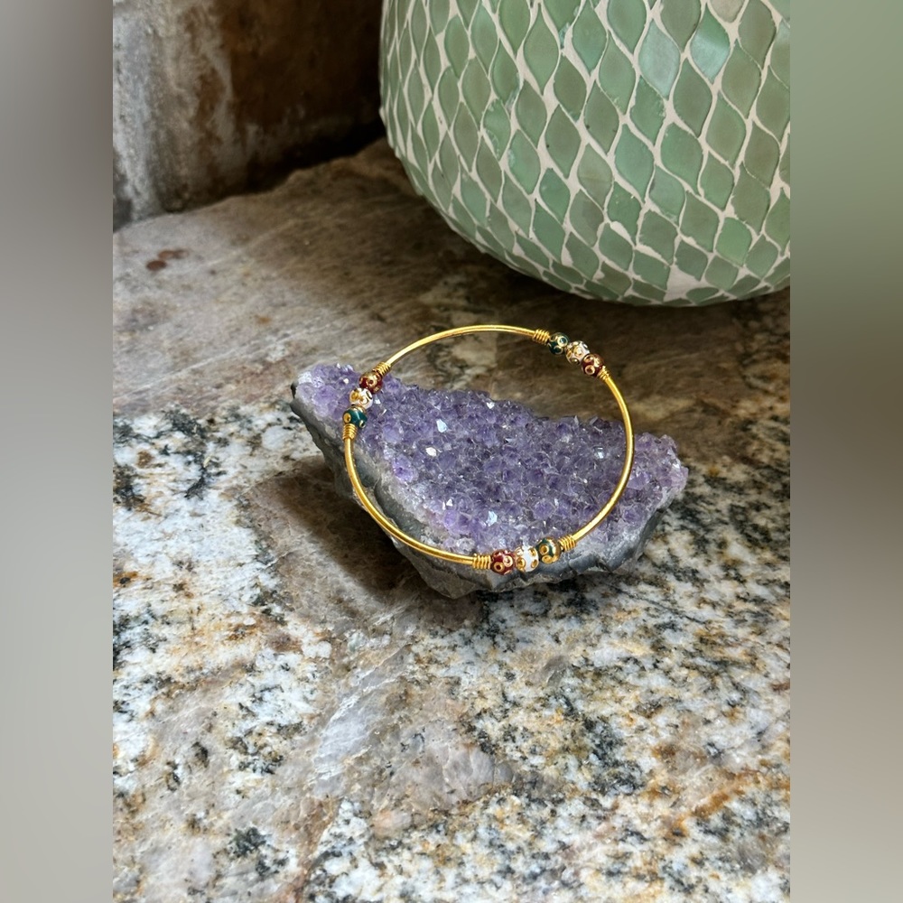 Gold Indian Beaded Bangle Bracelet
